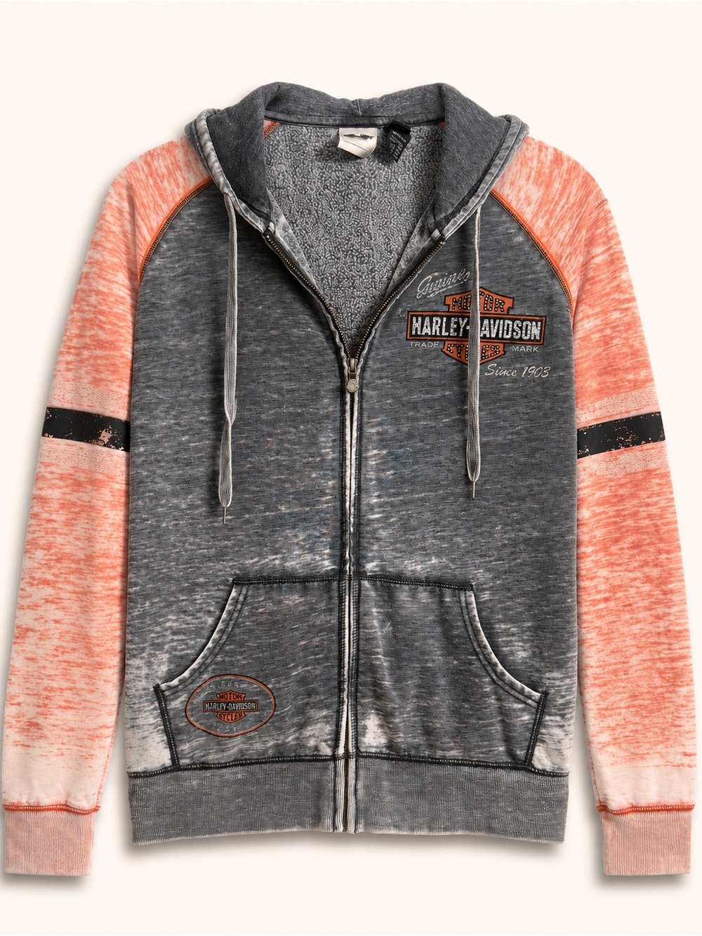 Harley-Davidson Zip Hoodie Distressed Graphic Moto Sweatshirt Size 1W